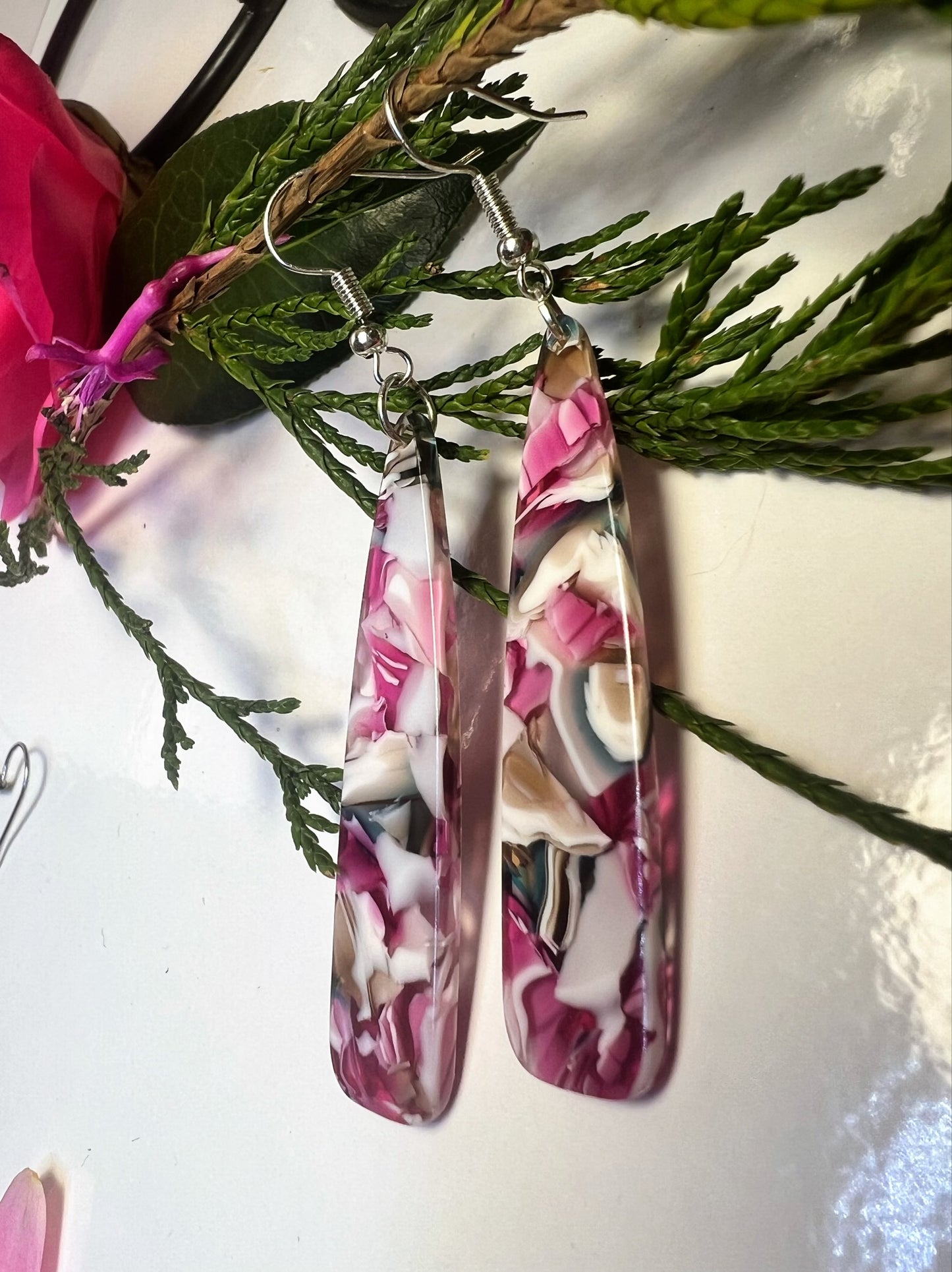 Glossy Acetate Long Teardrop Earrings