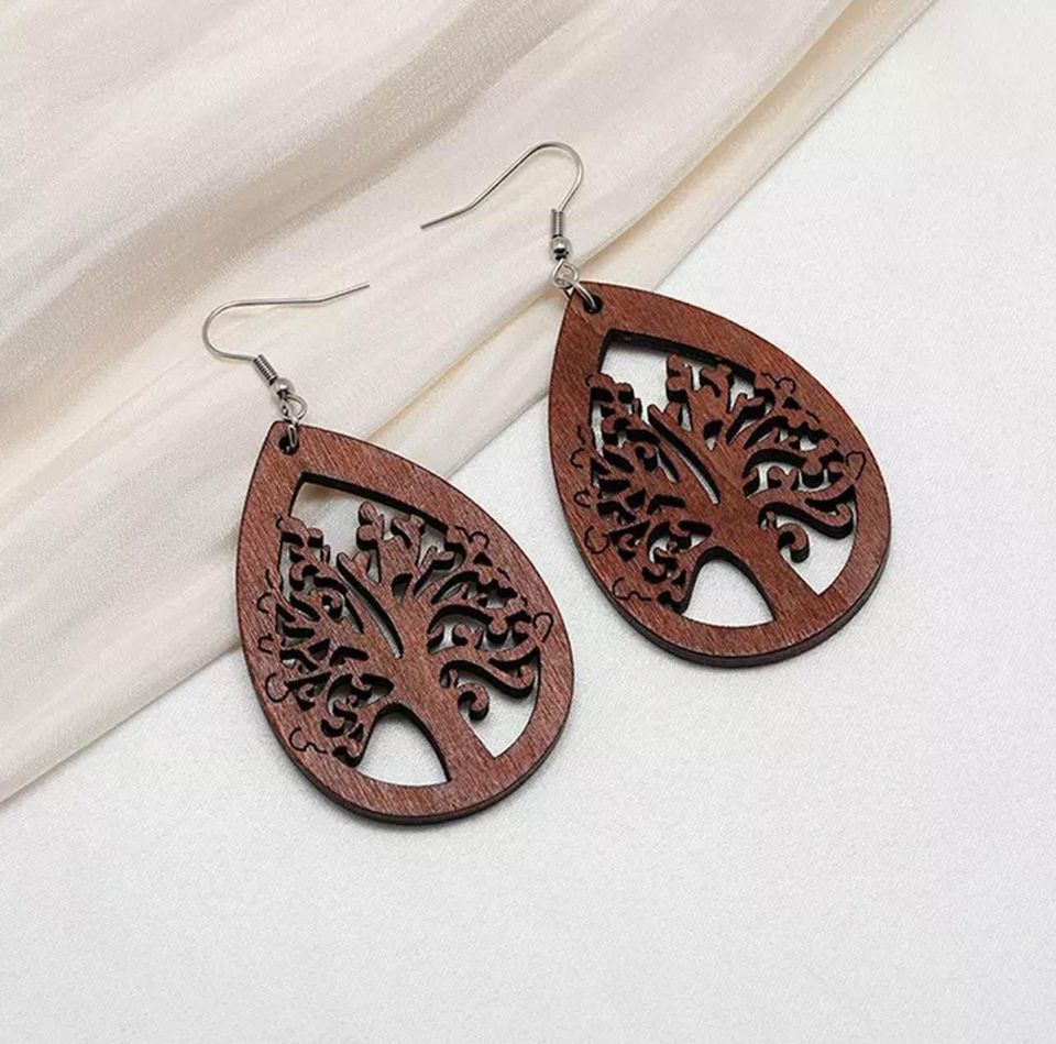 Tree of Life Wooden Earrings