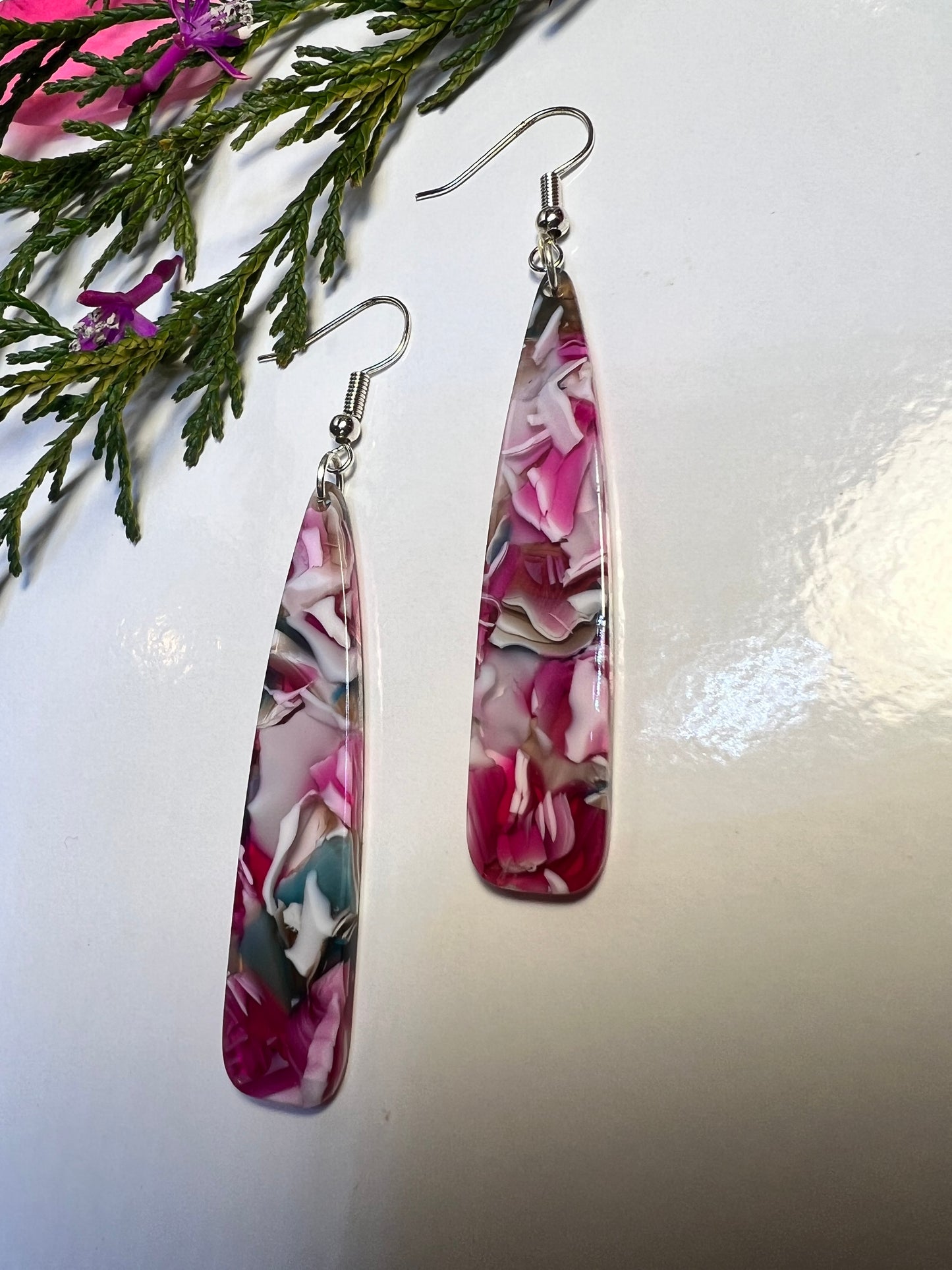 Glossy Acetate Long Teardrop Earrings