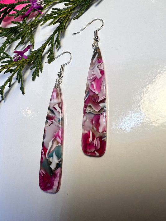 Glossy Acetate Long Teardrop Earrings
