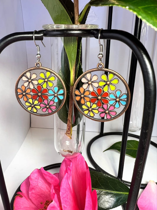 Multicolor Floral Medley Earrings