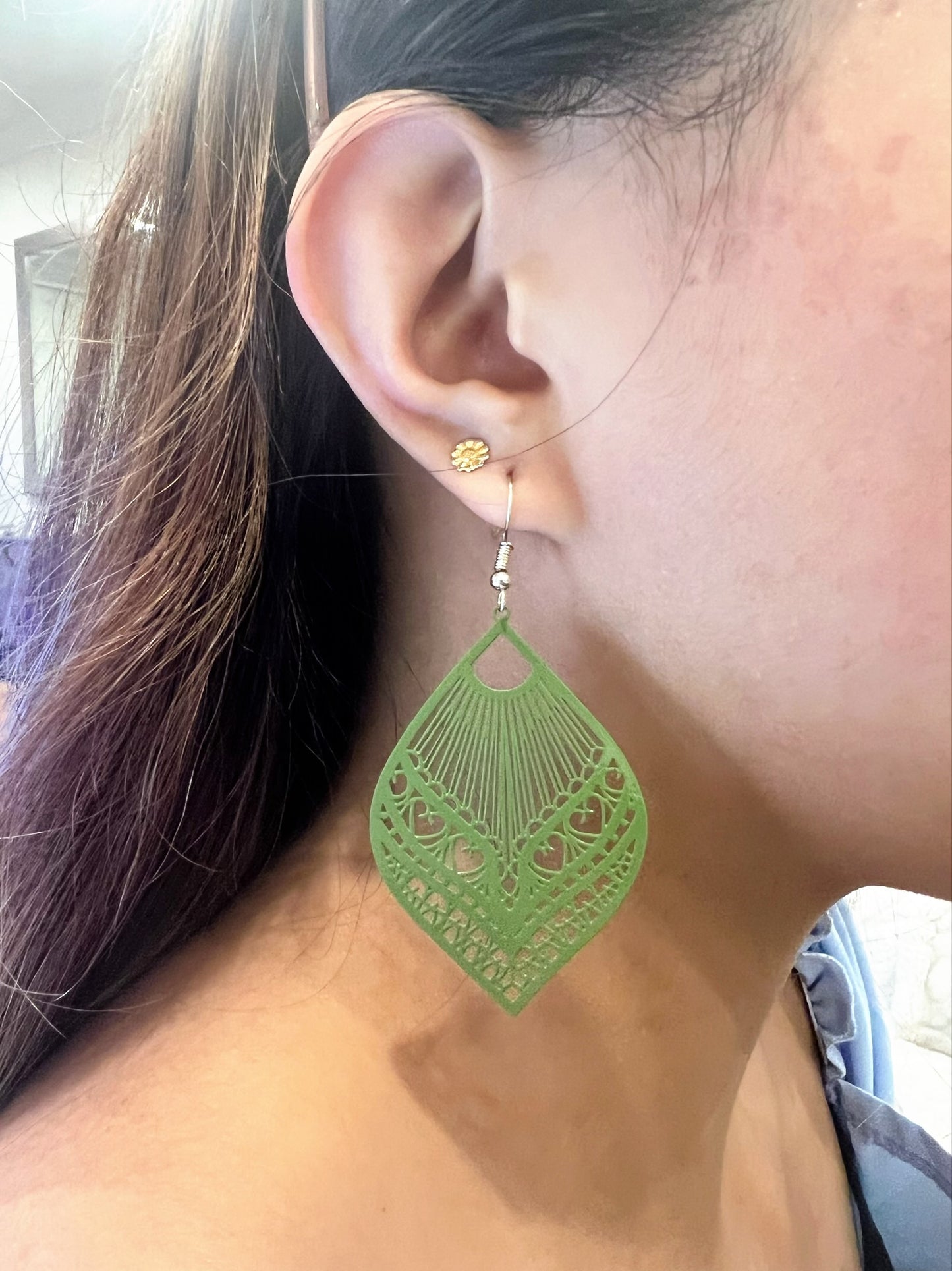 Ovate Shape Filigree Earrings
