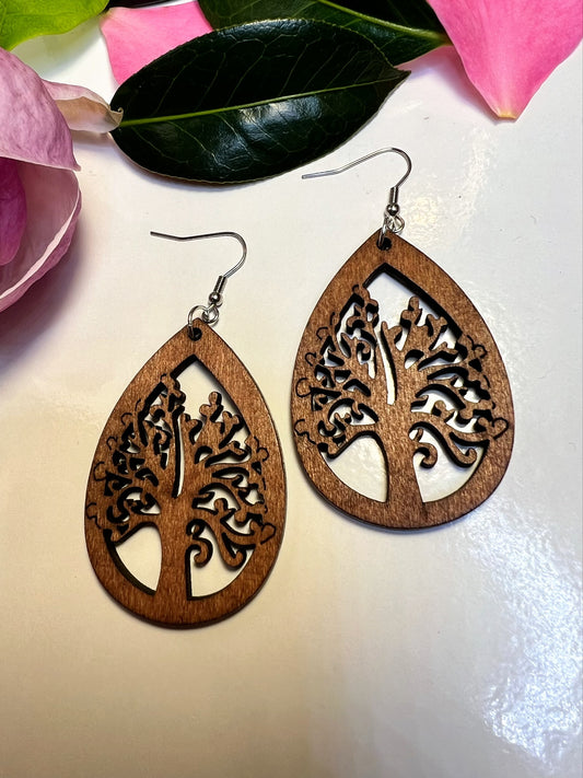 Tree of Life Wooden Earrings