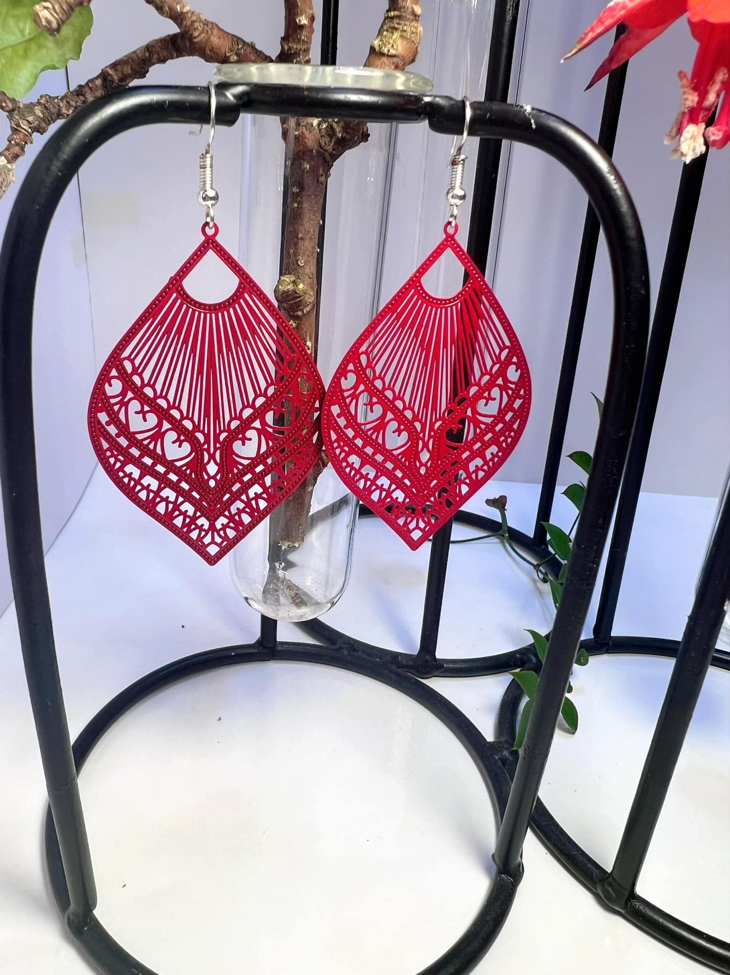 Ovate Shape Filigree Earrings