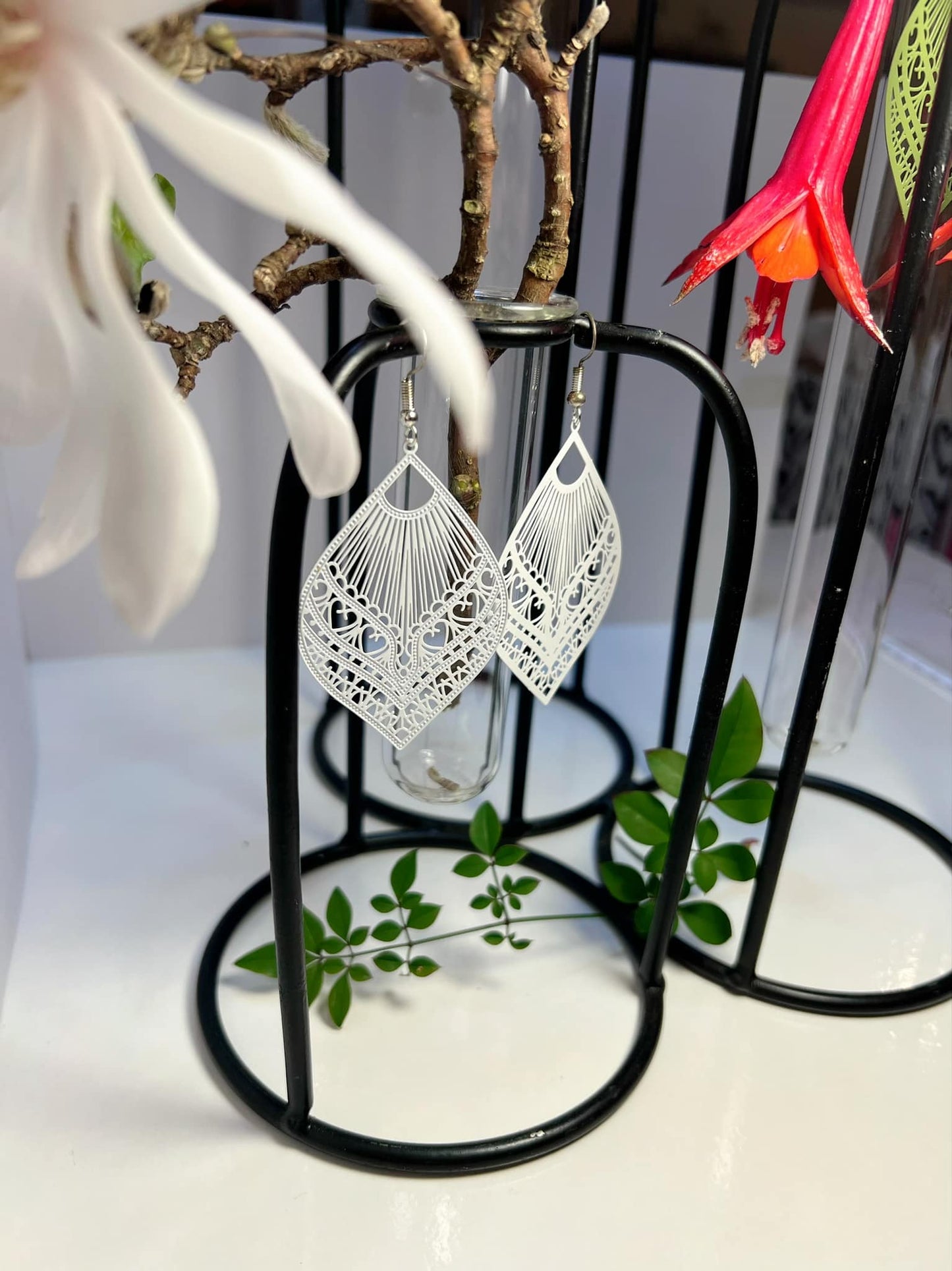 Ovate Shape Filigree Earrings