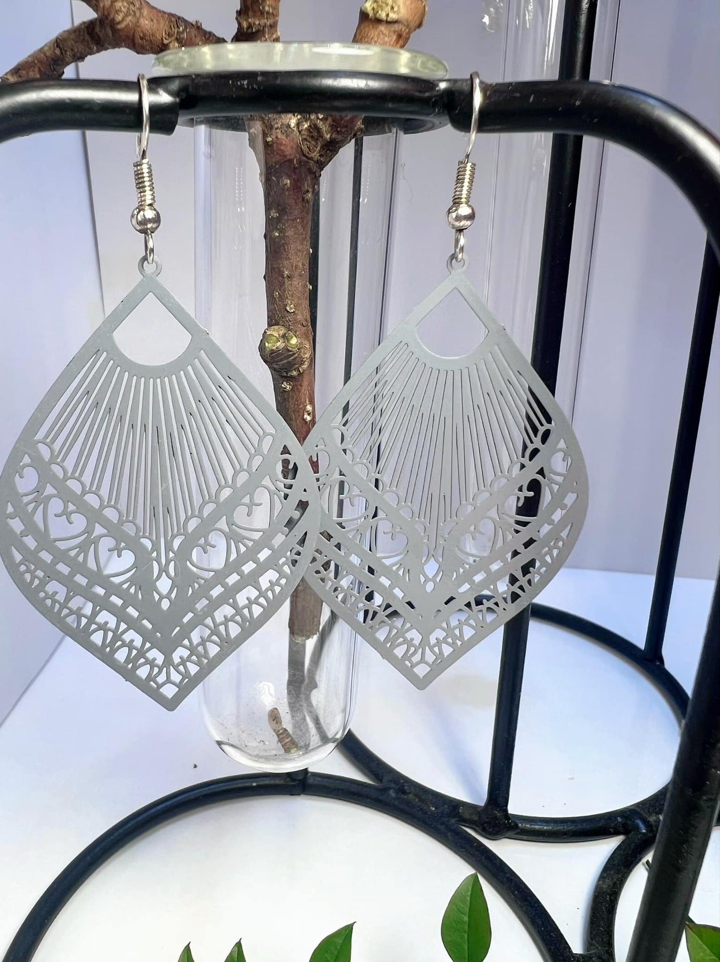 Ovate Shape Filigree Earrings